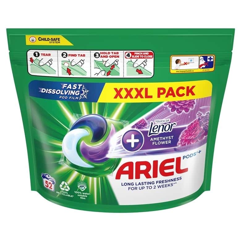 Ariel Amethyst Flower Laundry Pods - 52 count for perfect cleanliness