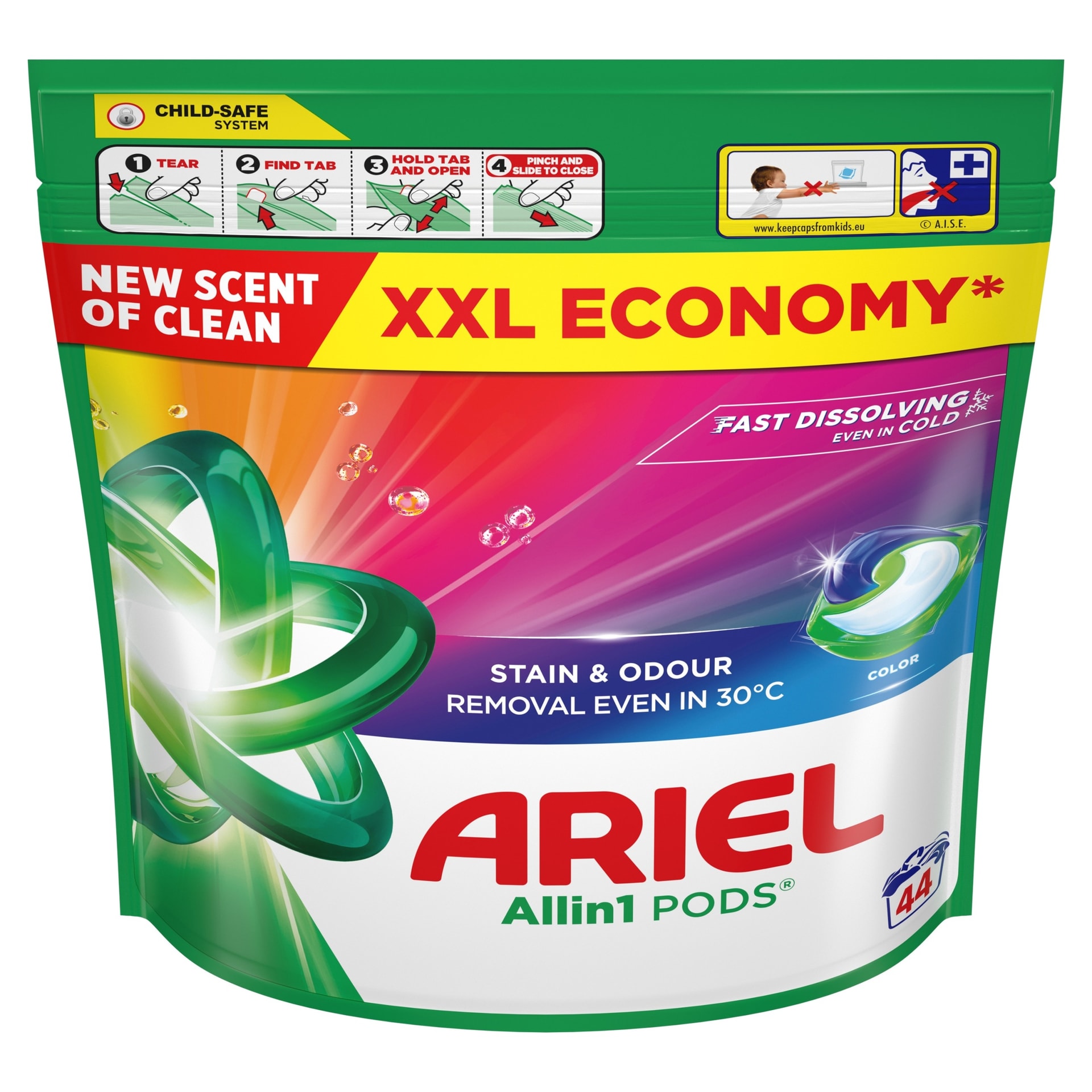 Ariel Color Laundry Detergent Pods - 44 count for color protection