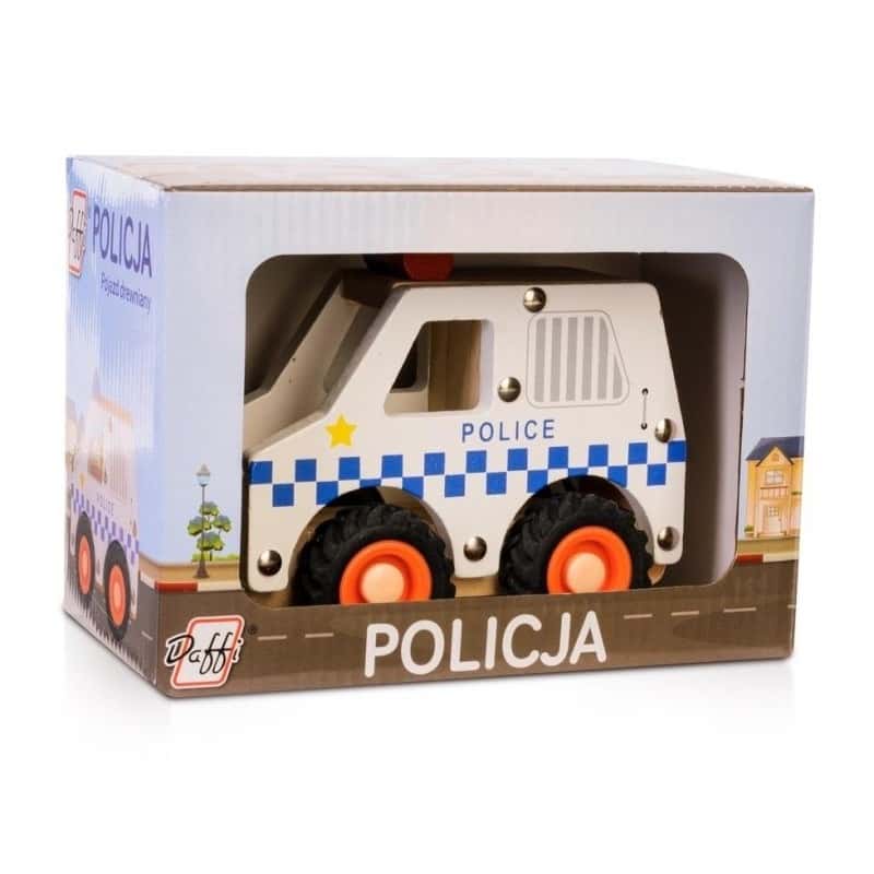 Wooden car with tires - police - ideal for little law enforcers