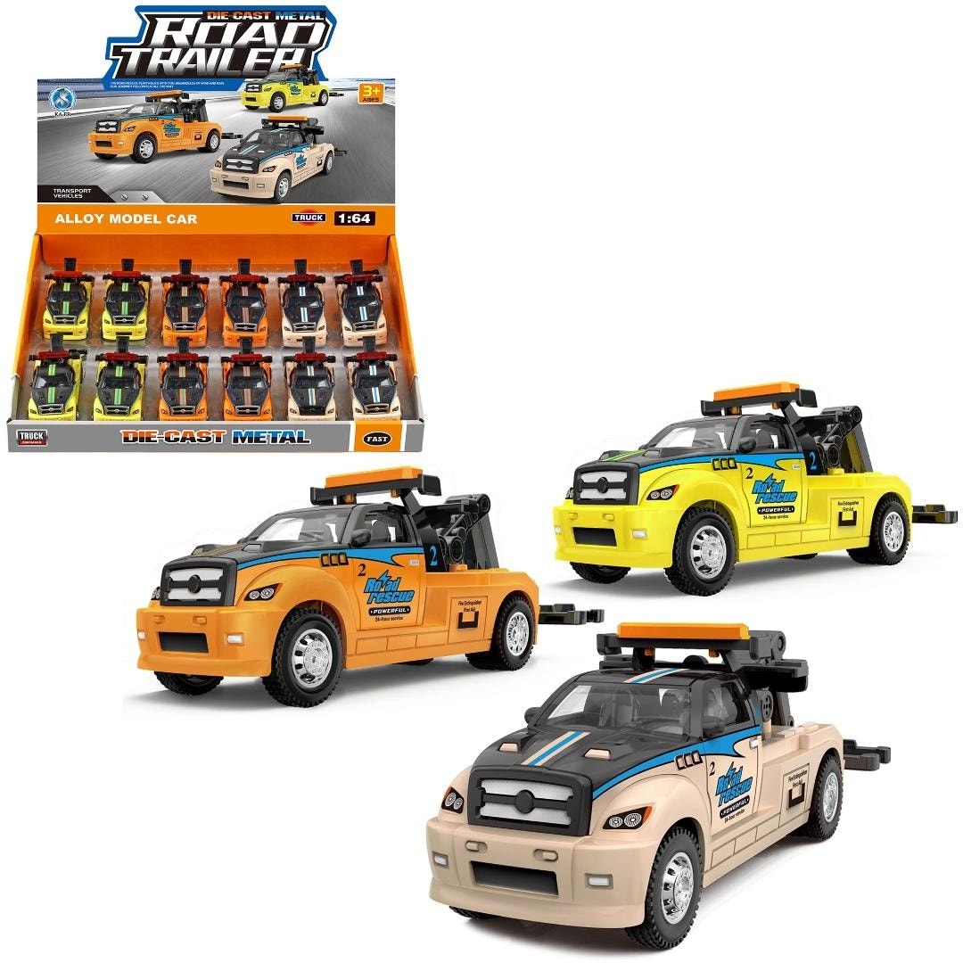 Metal tow truck trailer - car with movable hooks