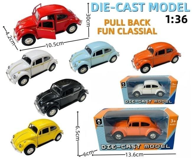 Metal car Beetle with drive MIX - iconic model for collectors
