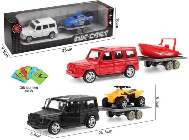 Metal car with trailer and cards MIX - perfect gift for kids