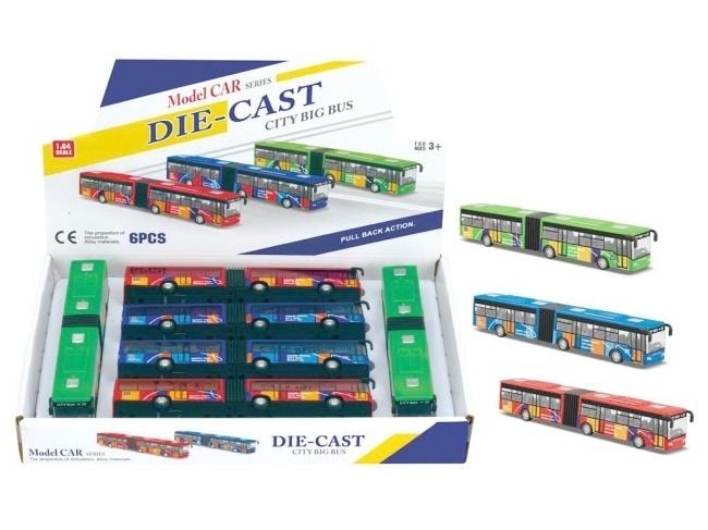 Metal bus with pull-back drive MIX - perfect gift for children