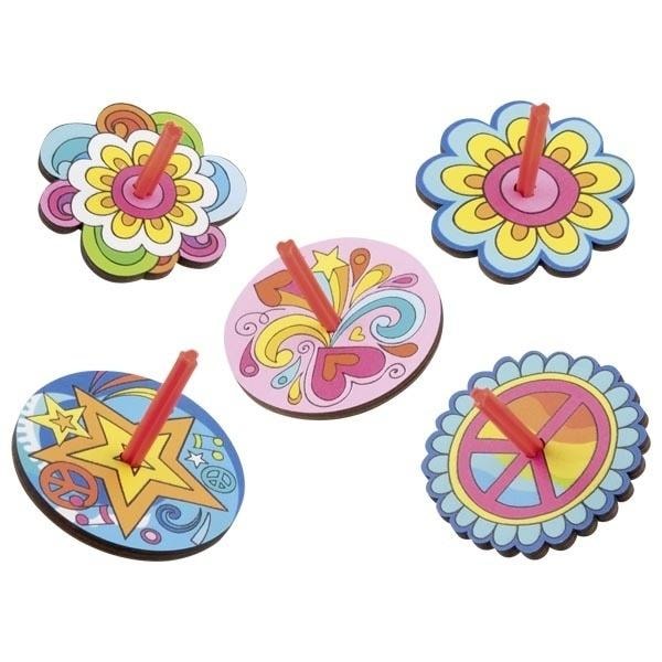Wooden Spinning Tops Mix of Designs - Classic toy for every child