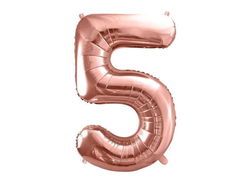 PartyDeco Foil balloon number 5 rose gold - perfect for birthdays