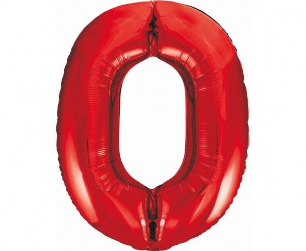 Godan Foil balloon number 0 red 85 cm - birthday decoration