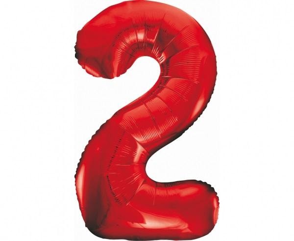 Godan Foil balloon number 2 red 85 cm - ideal for birthday