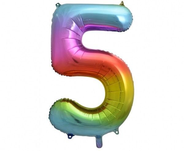 GoDan Foil balloon number 5 rainbow 85 cm - perfect for birthdays