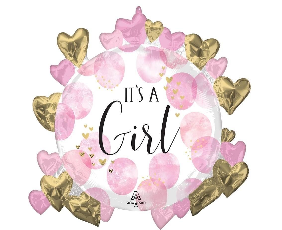 Anagram Foil Balloon Baby Girl Pink Watercolor - perfect for baby showers