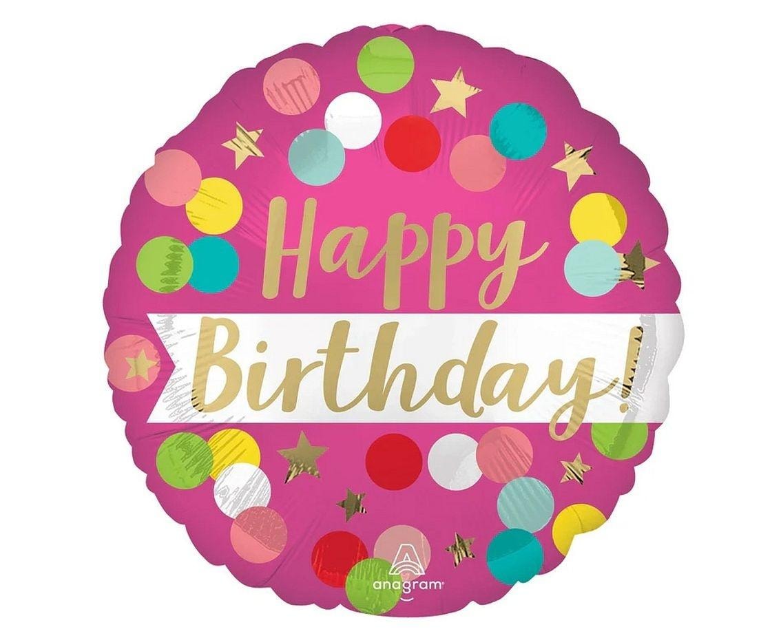 Anagram Foil balloon Birthday pink confetti 46cm