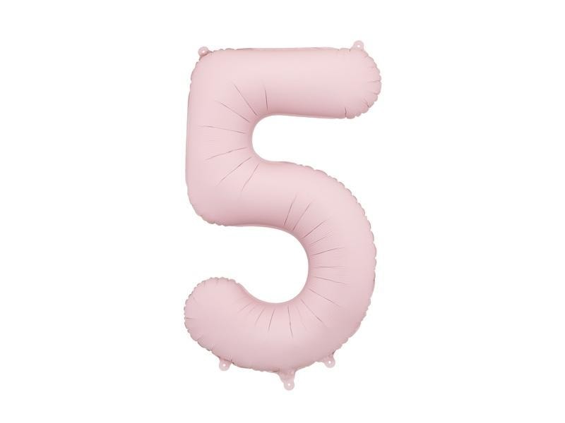 PartyDeco Foil balloon number 5 light pink 86 cm