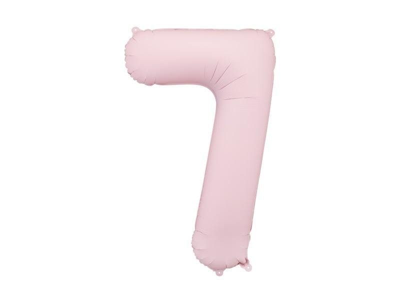 PartyDeco Foil balloon number 7 light pink 86 cm
