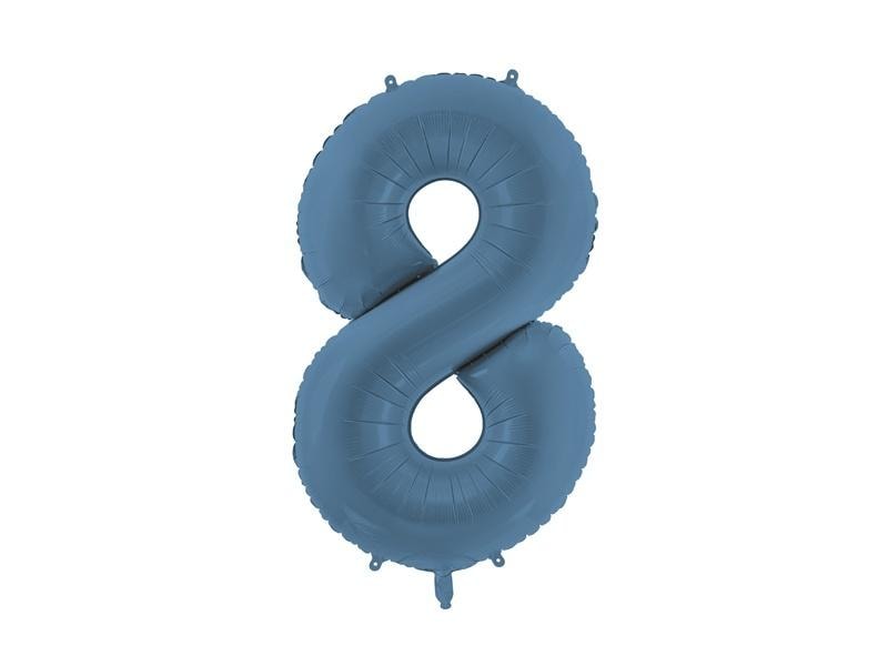 PartyDeco Foil balloon number 8 navy blue 86 cm - perfect birthday decoration