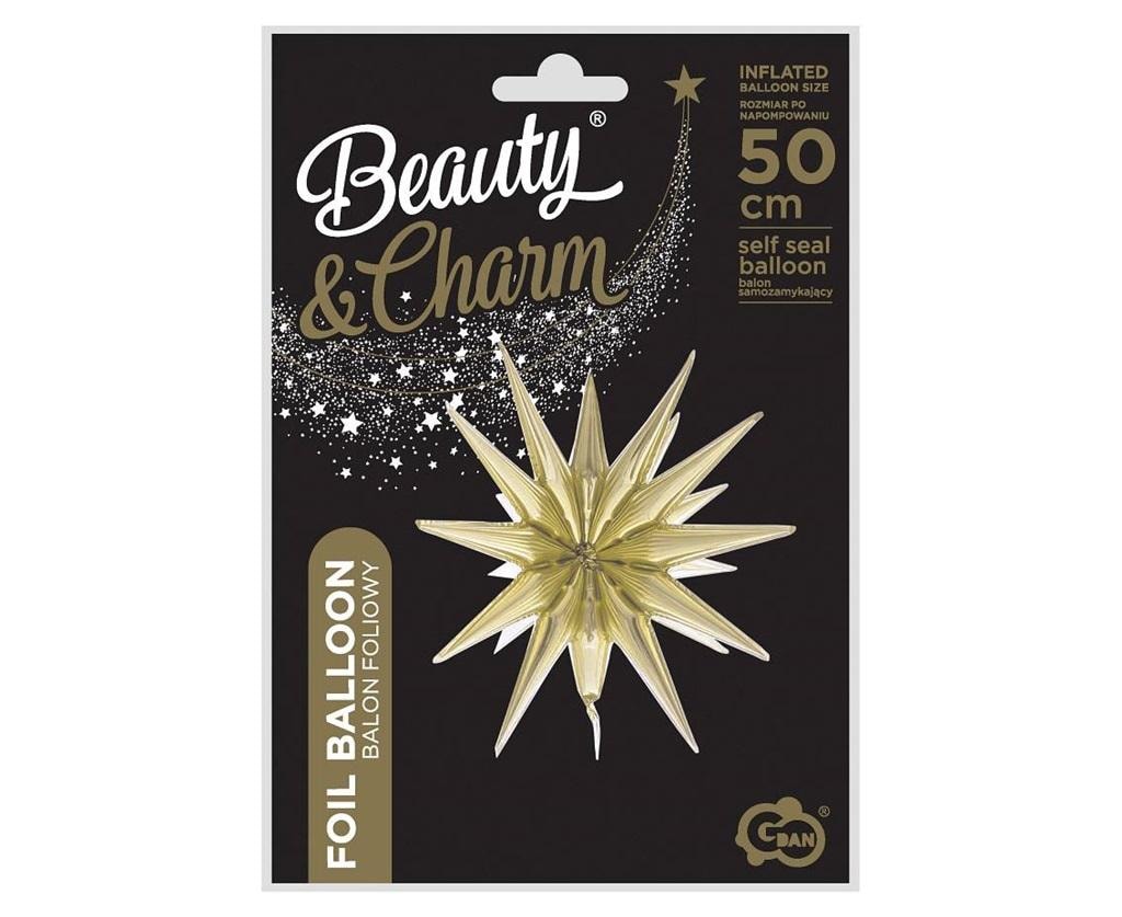 Godan Foil balloon Star 3D champagne 50x46cm - perfect decoration for a party