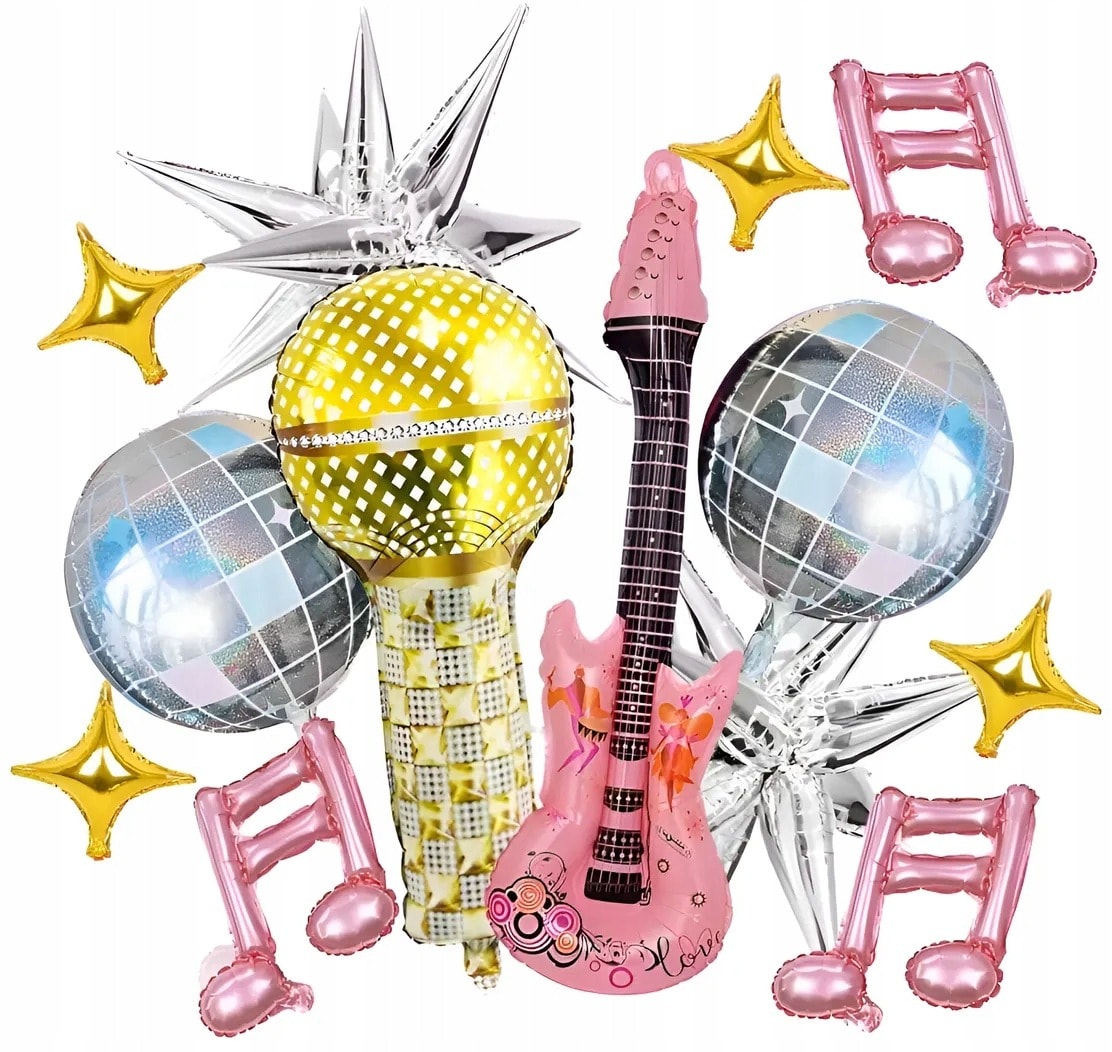 Foil balloon sphere microphone - party decoration with a musical touch