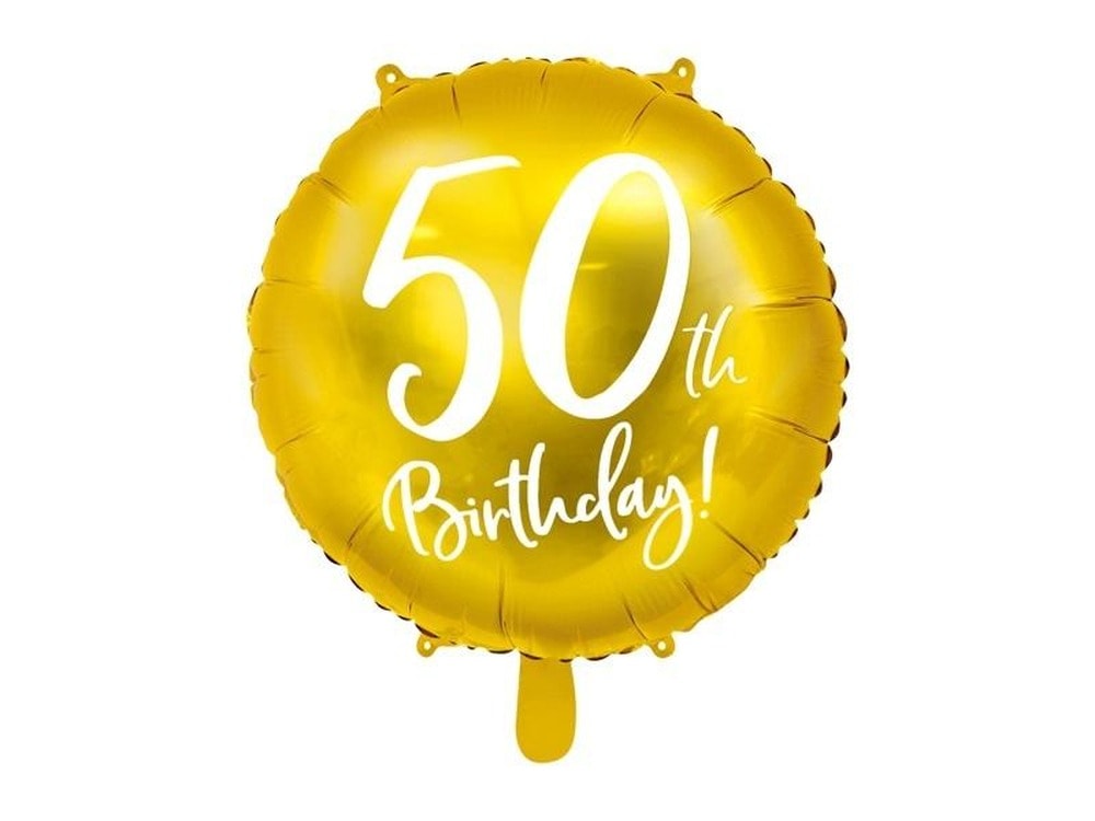 PartyDeco Foil balloon 50th Birthday golden - perfect for anniversary