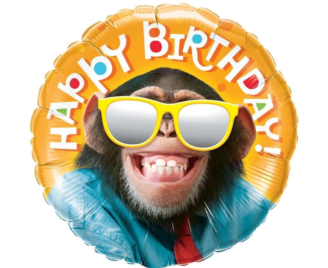 Anagram Foil balloon Smiling Chimp Happy Birthday 46cm