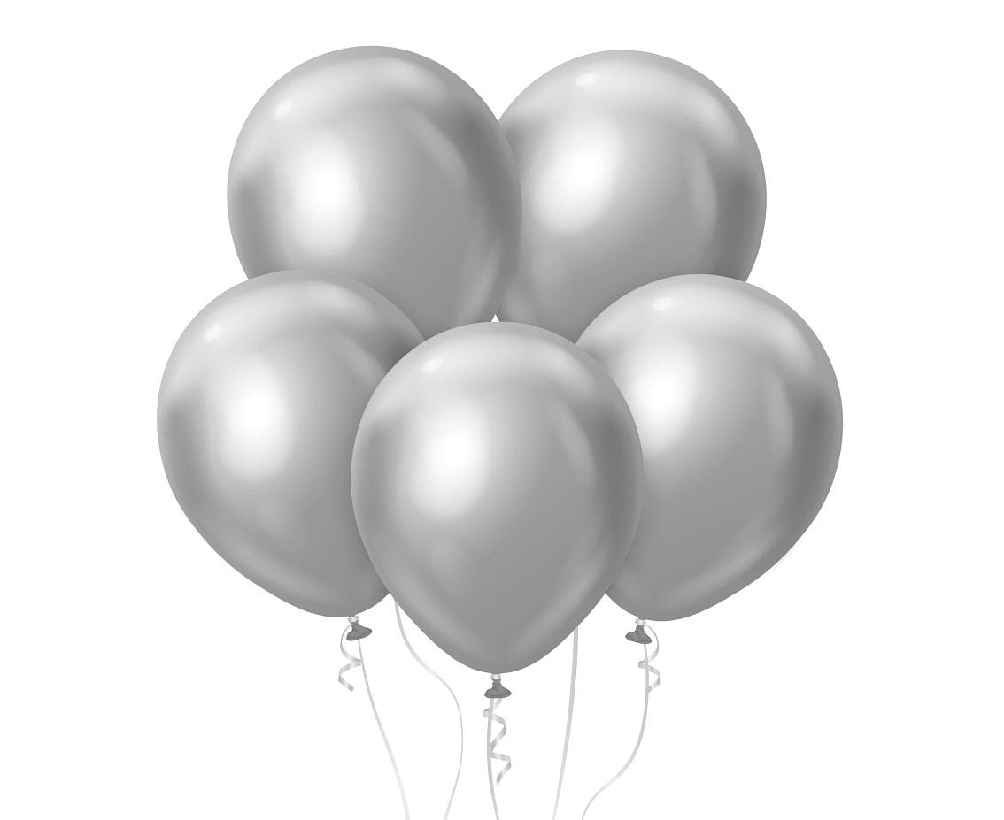Beauty&Charm Platinum Silver Balloons 30cm 5pcs - perfect for party