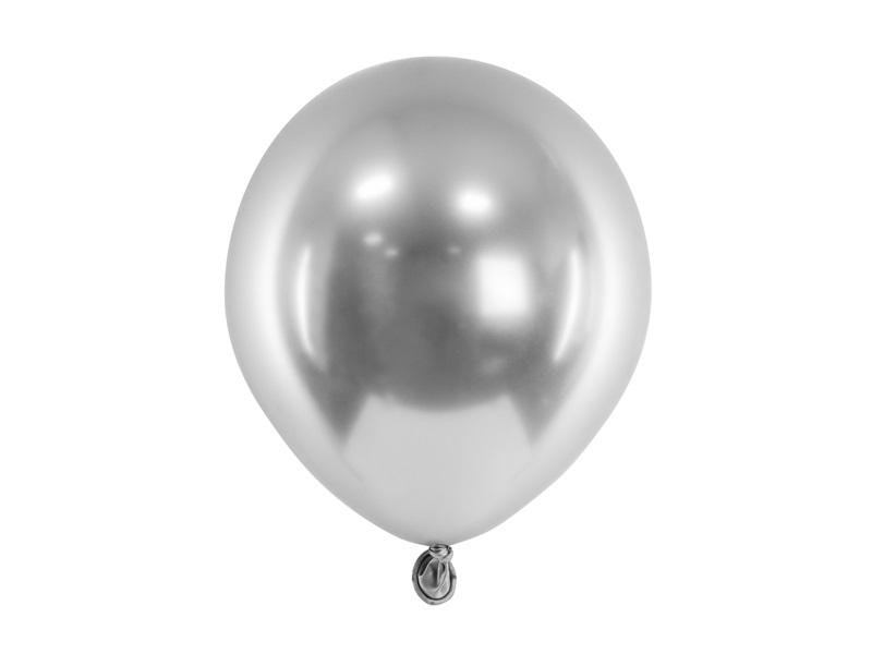 PartyDeco Glossy balloons silver 12 cm - 50 pieces for every occasion