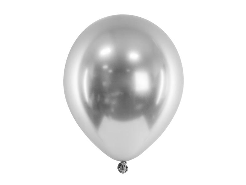 PartyDeco Glossy silver balloons 46 cm - 5 pieces for every occasion