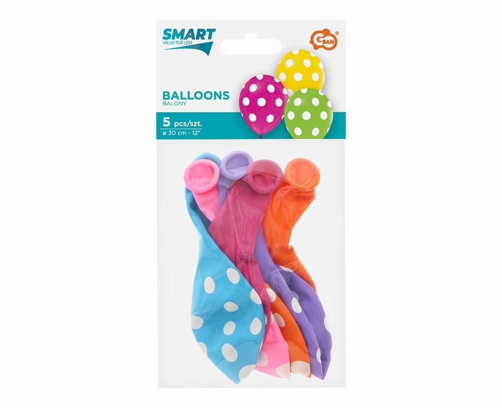 Godan Polka Dot Balloons 30 cm - 5 pieces perfect for parties