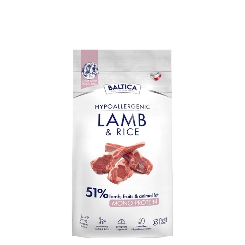 Baltica NUTRACEUTIC Hypoallergenic Lamb & Rice Dog Food for Medium Breeds 3kg