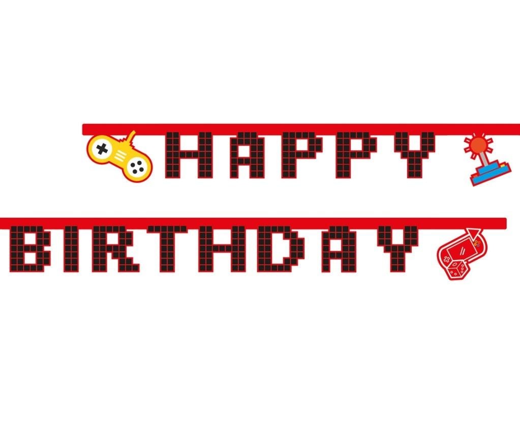 Procos Gaming Party Happy Birthday Banner - perfect decoration for game fans