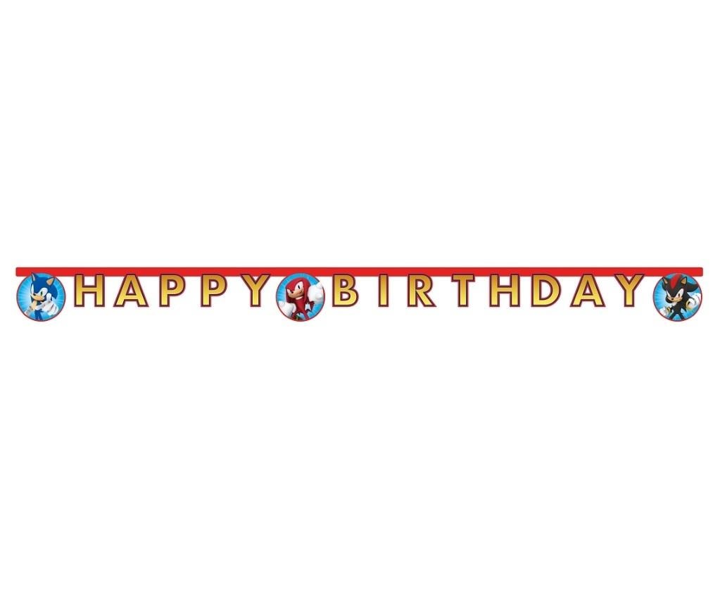 Sonic - Birthday Banner Happy Birthday 200cm