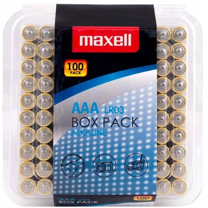 Maxell Alkaline Batteries AAA 1.5V 100 pieces - reliable power source