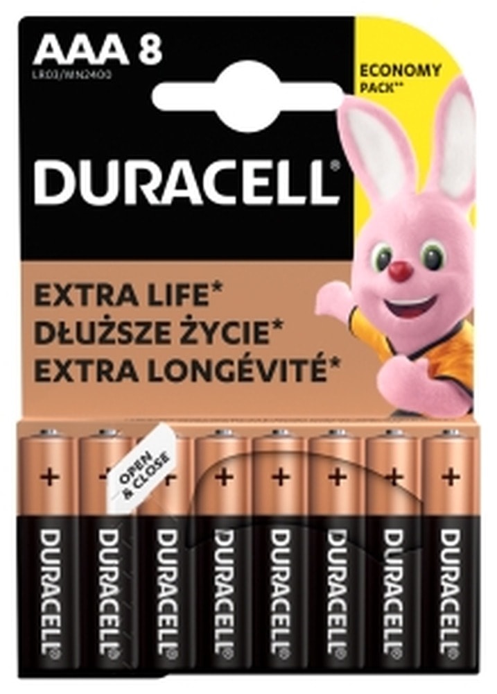 Duracell AAA LR03 - Alkaline Batteries 8 pieces - reliable power source