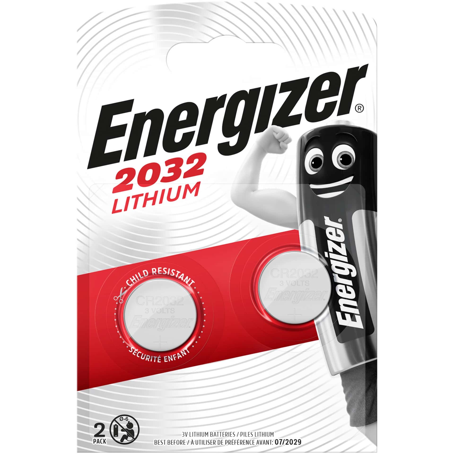 Energizer CR2032 - 3V Lithium Button Cell Batteries, 2 pack - ideal for watches and remotes