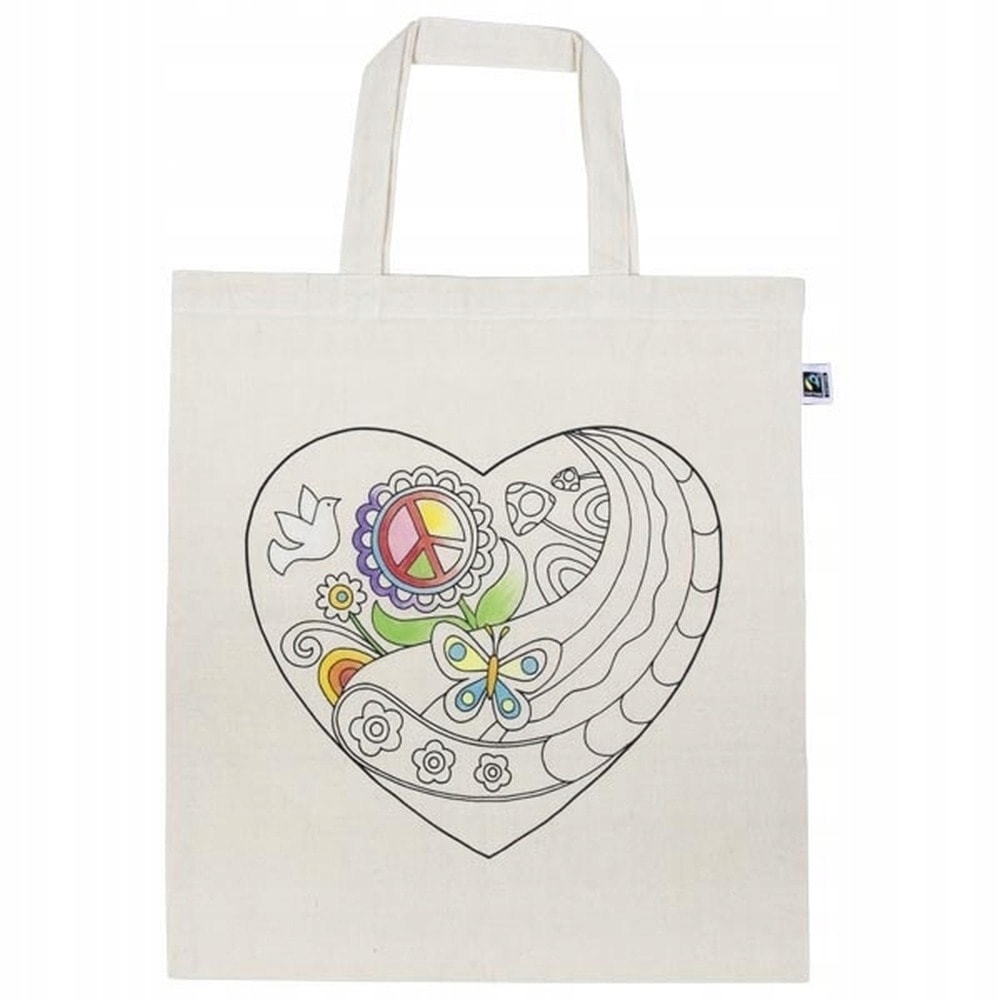 Cotton bag with heart motif - ideal for painting and decorating