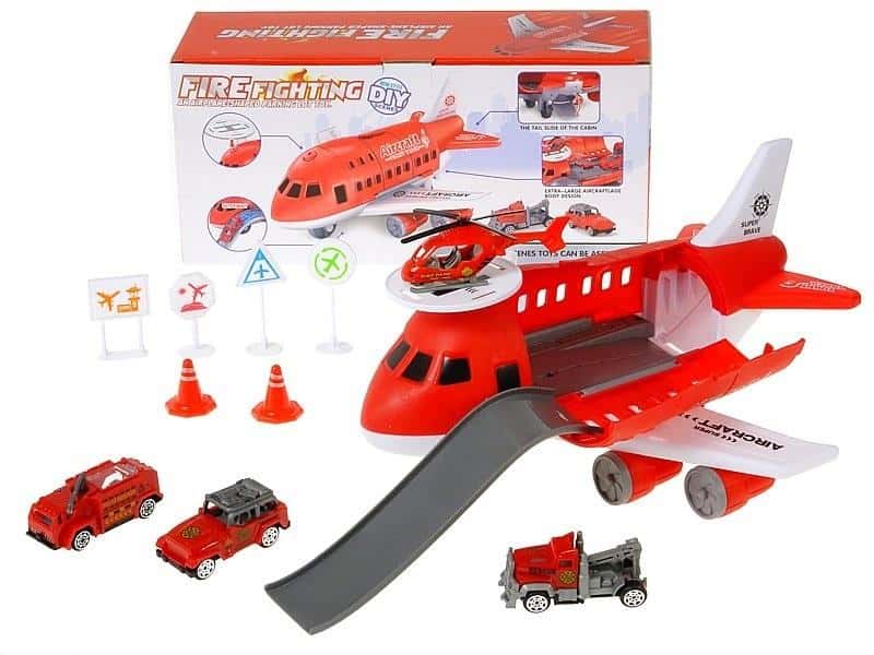 Fire brigade air base with plane and vehicles - ideal for playing