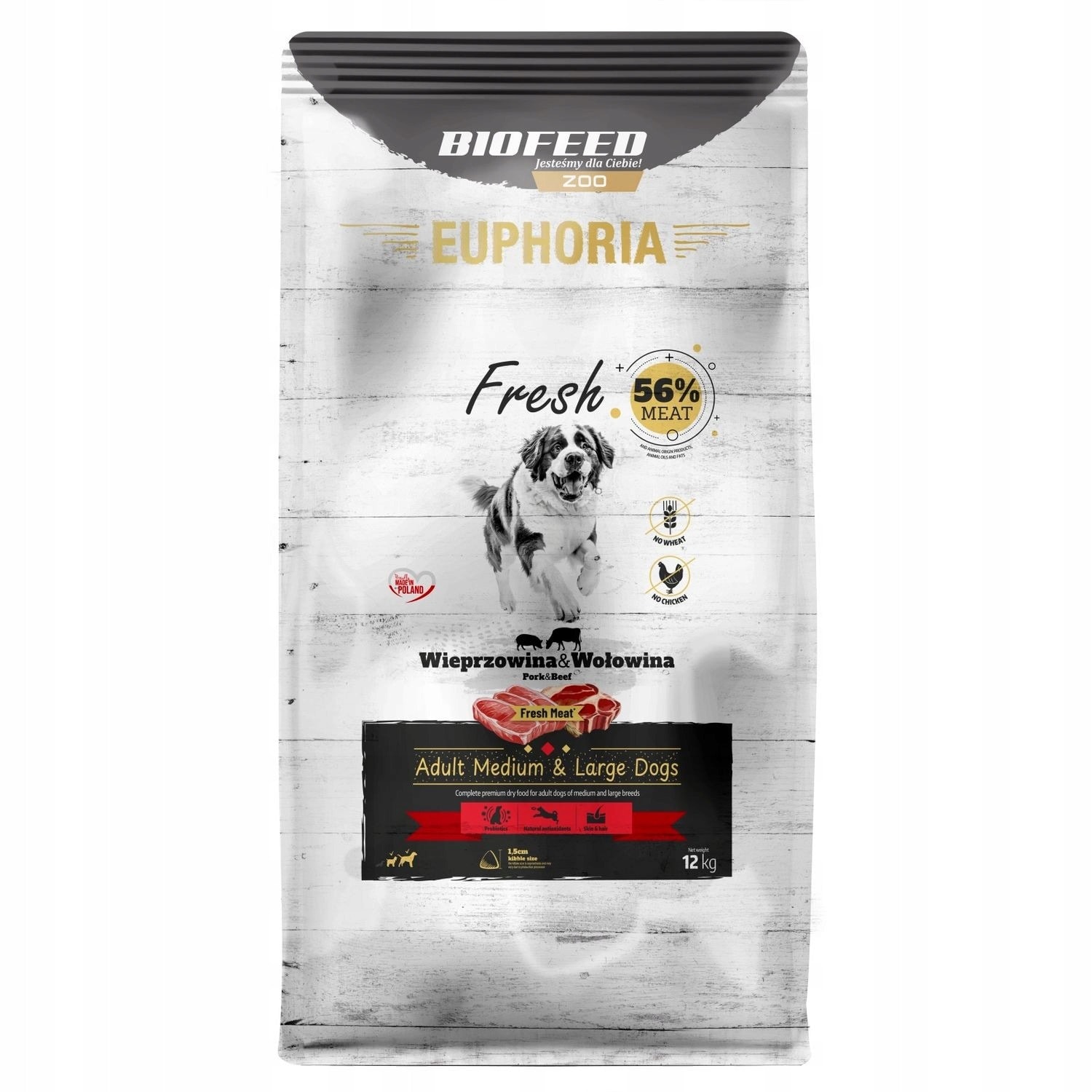 BIOFEED Euphoria Fresh Meat Adult Medium & Large Pork and Beef 12kg - dog food