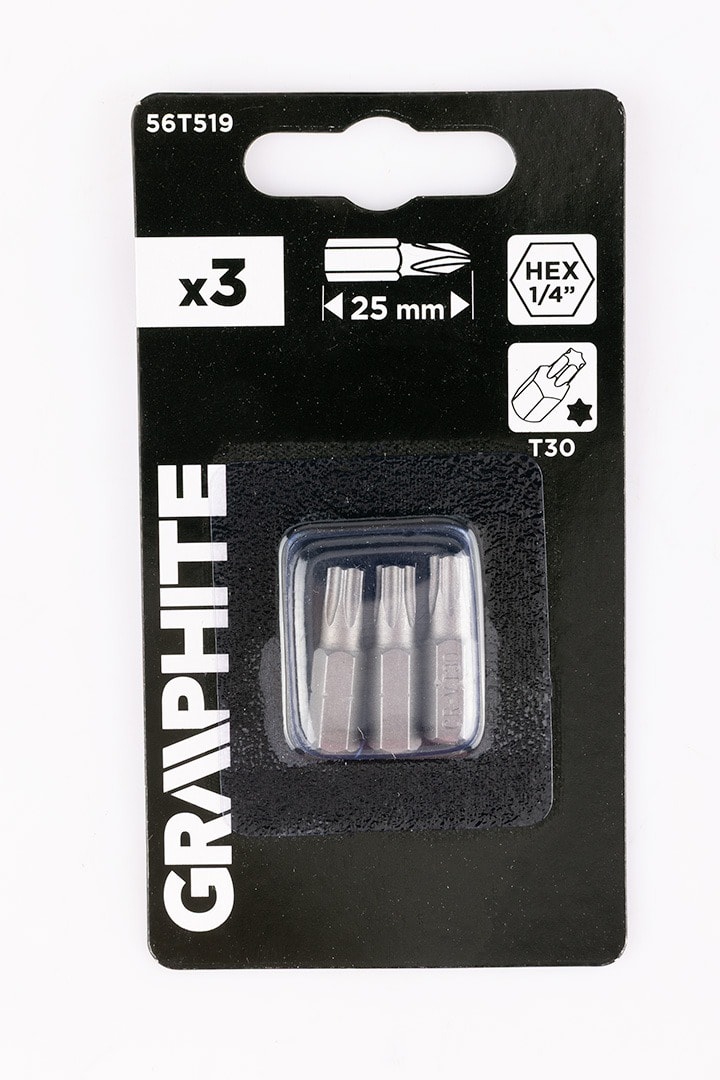 Graphite Torx Bits T30 x 25 mm - reliable set of 3