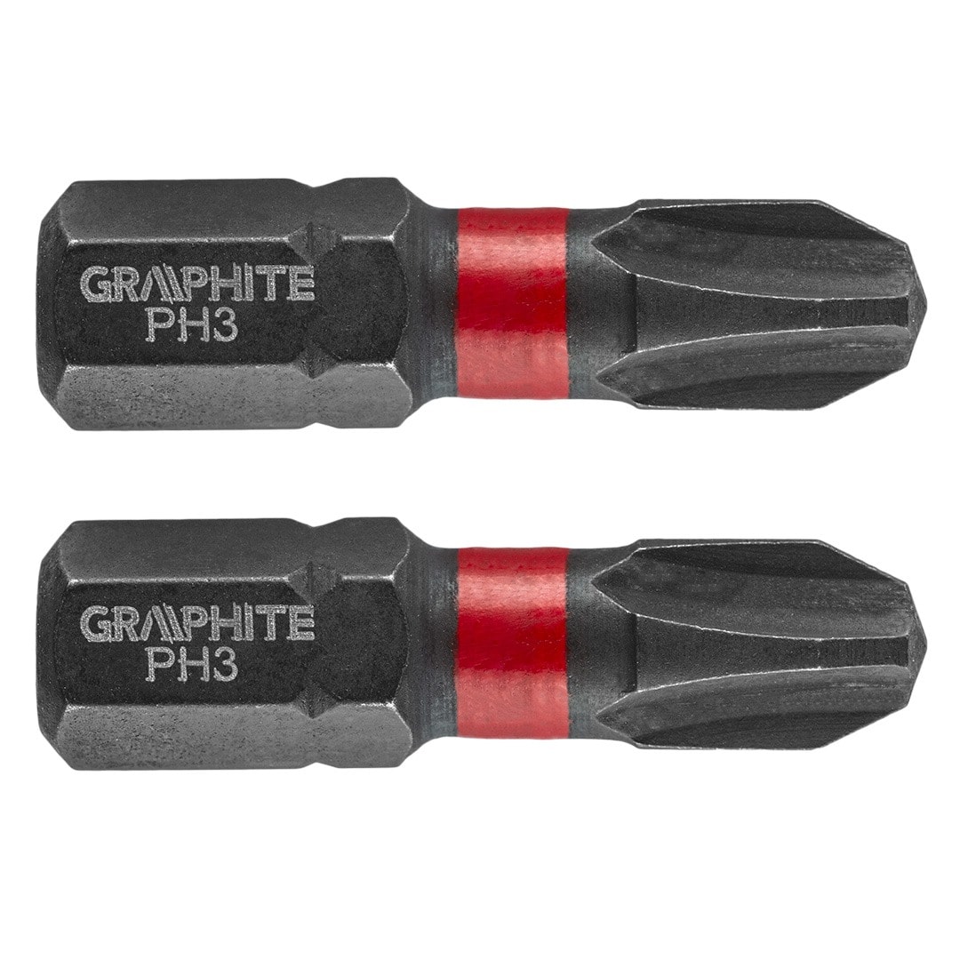 GRAPHITE Impact bits PH3 25 mm - 2 pieces for impact drivers