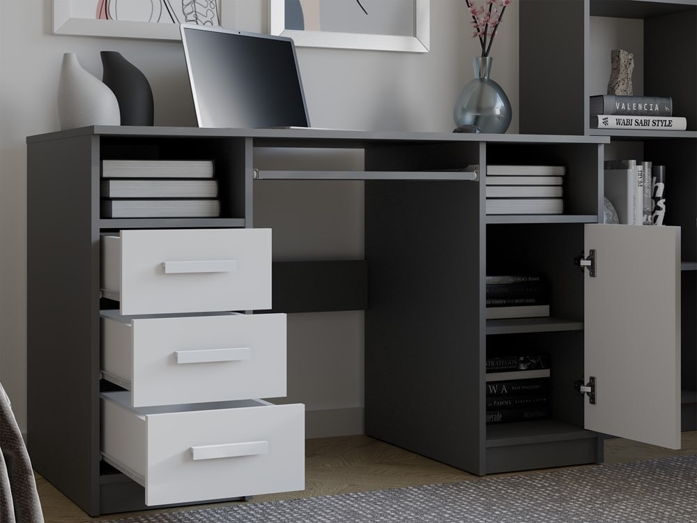 Delta Desk Anthracite / White 120 cm - ideal for work and study