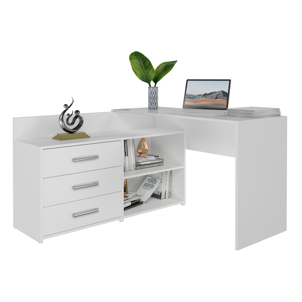 Corner desk + chest DANY 120x50xH76 white - ideal for work