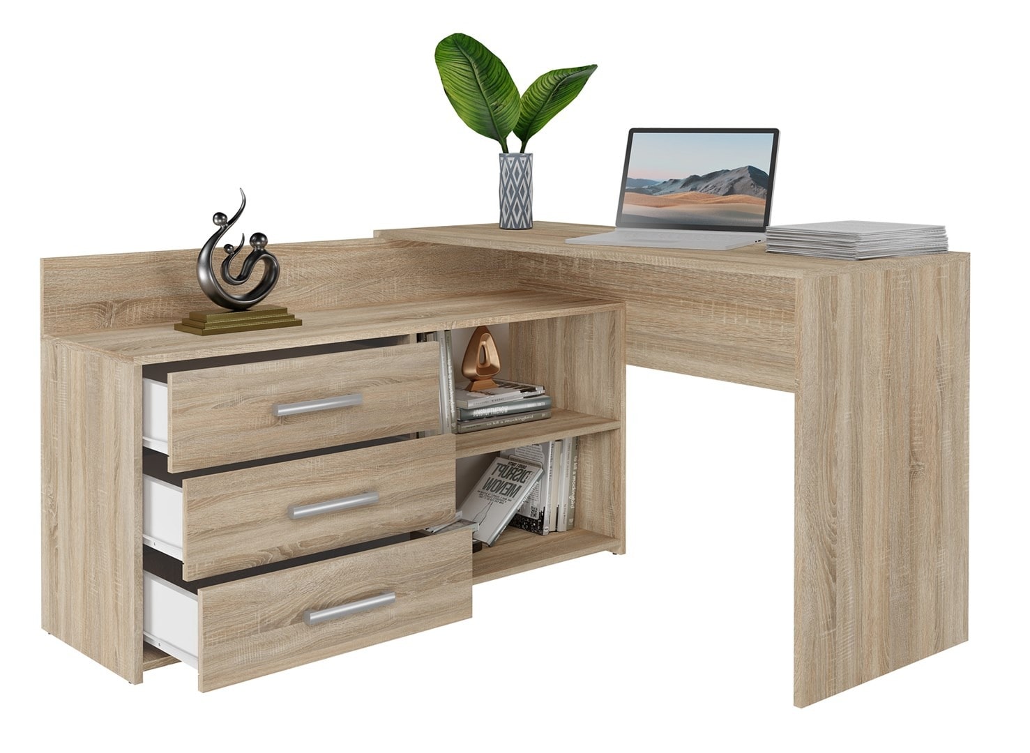 Corner desk + chest DANY 120x50xH76 sonoma - ideal for work
