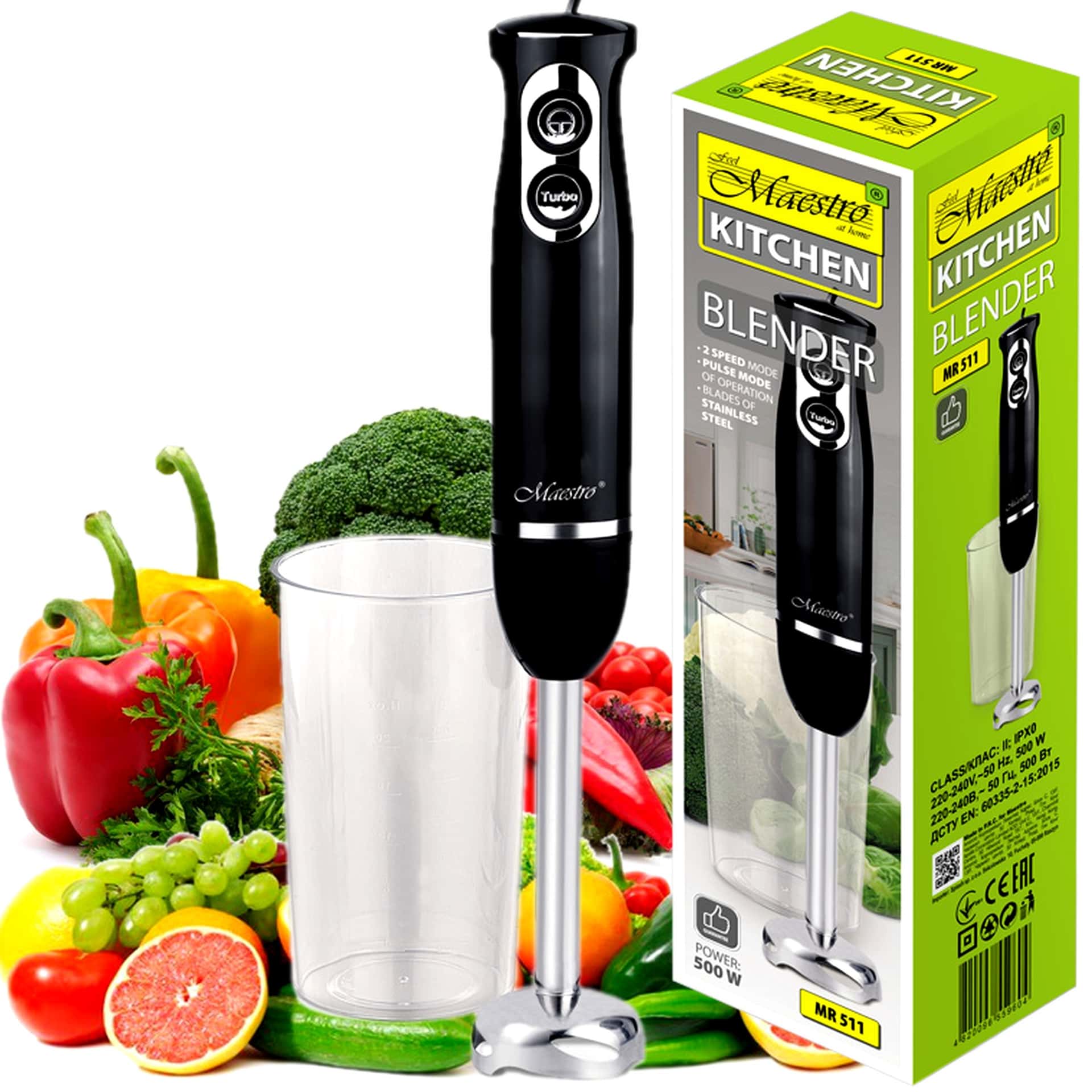 MAESTRO 500W Hand Blender MR-511 - perfect for smoothies and soups