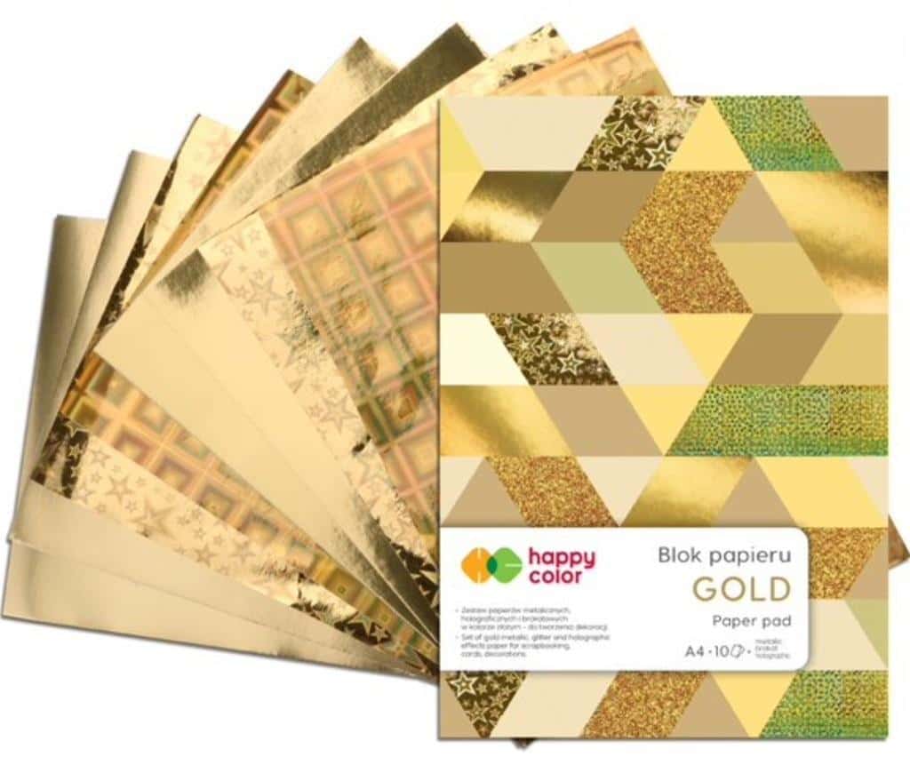 Happy Color A4 Gold 10K - Paper block for decorations with effect