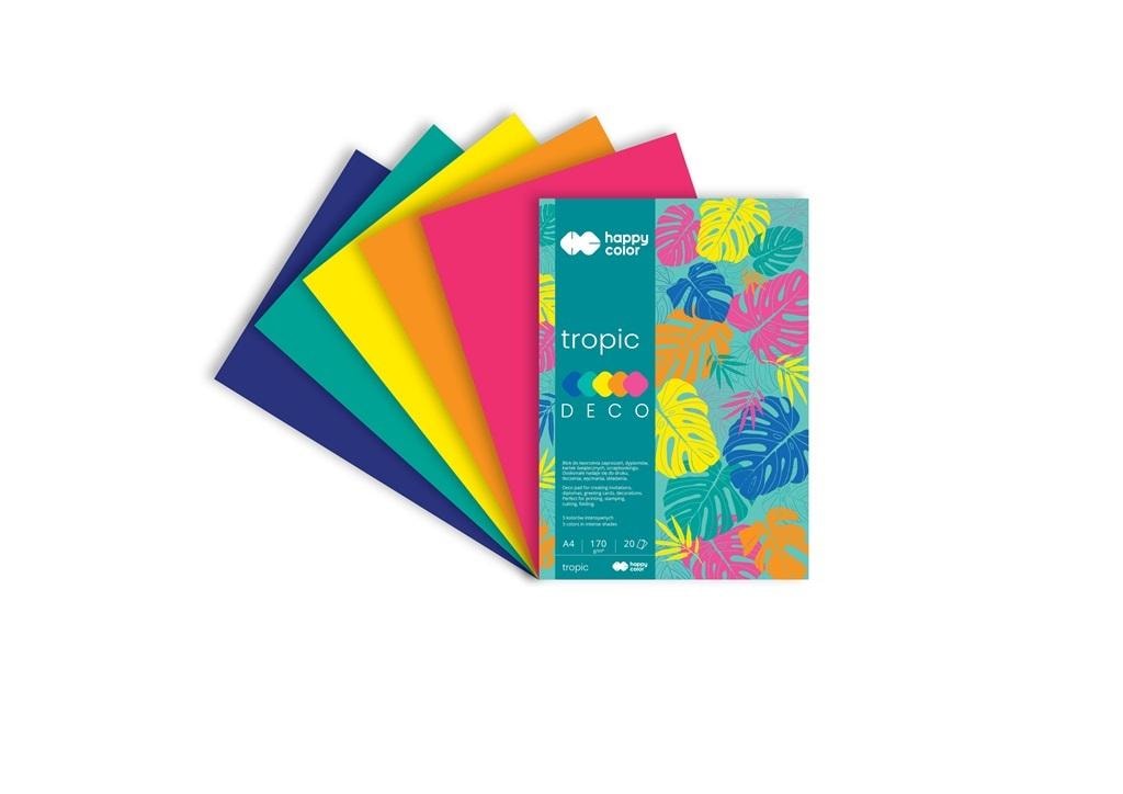Happy Color A4 Block Deco Tropic - 20 sheets in 5 tropical colors