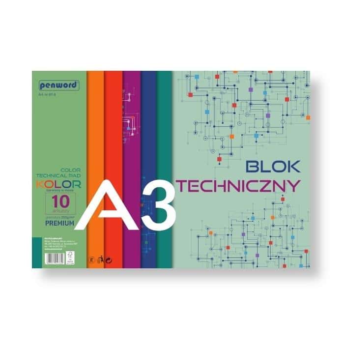 Technical block A3 Premium colored 250g - 10 sheets for drawing