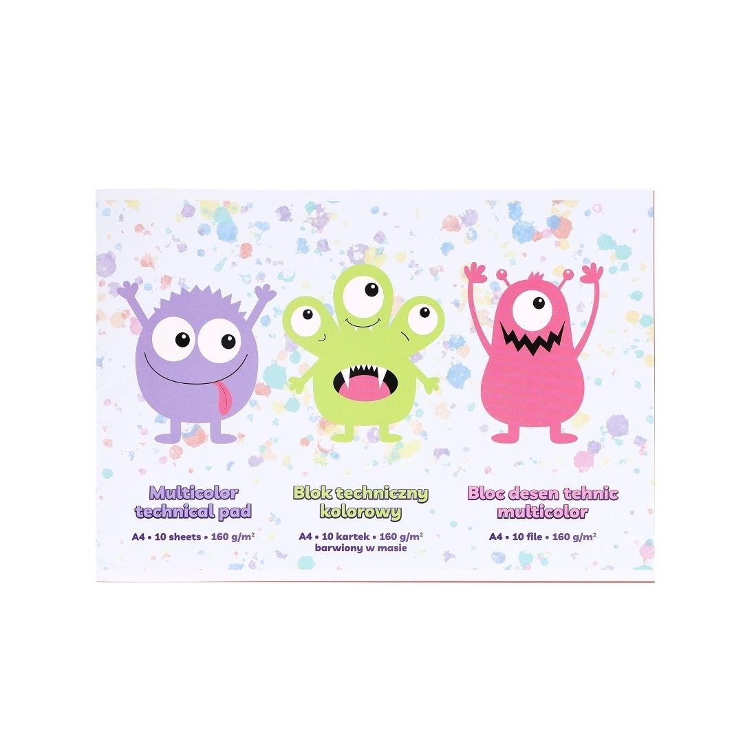 Strigo A4 colored drawing block Monsters - 10 sheets of creative fun