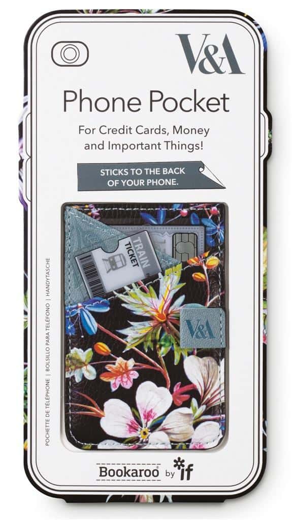 Bookaroo Kilburn Black Floral - Self-adhesive phone wallet