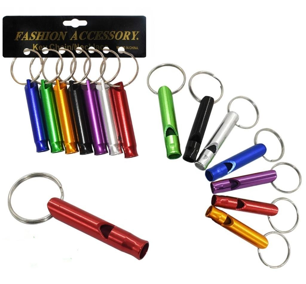 Metal whistle keyring - set of 12 pieces - perfect as a gift