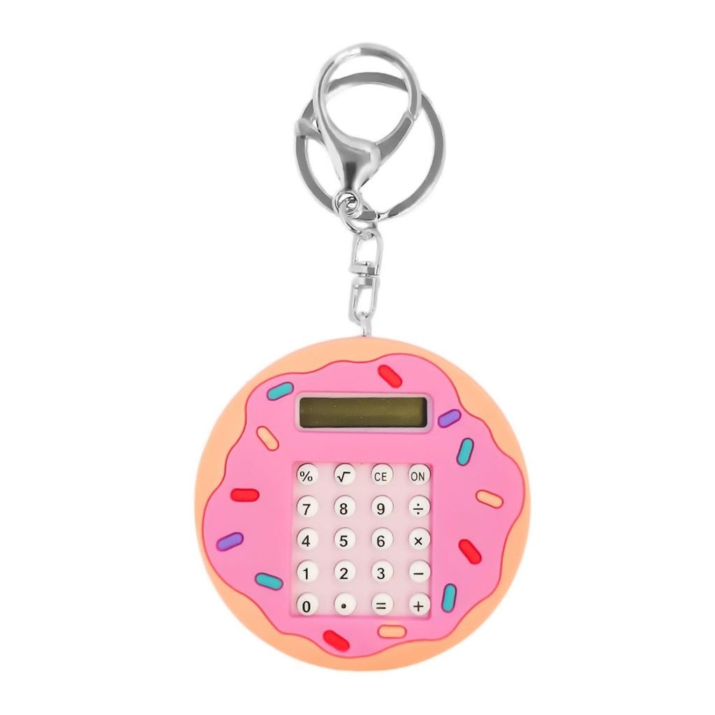 Pocket calculator keychain rubber donut - sweet gadget always at hand
