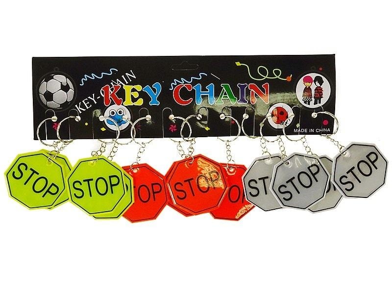 Reflective Keychain Stop Sign - 12 pieces for safety