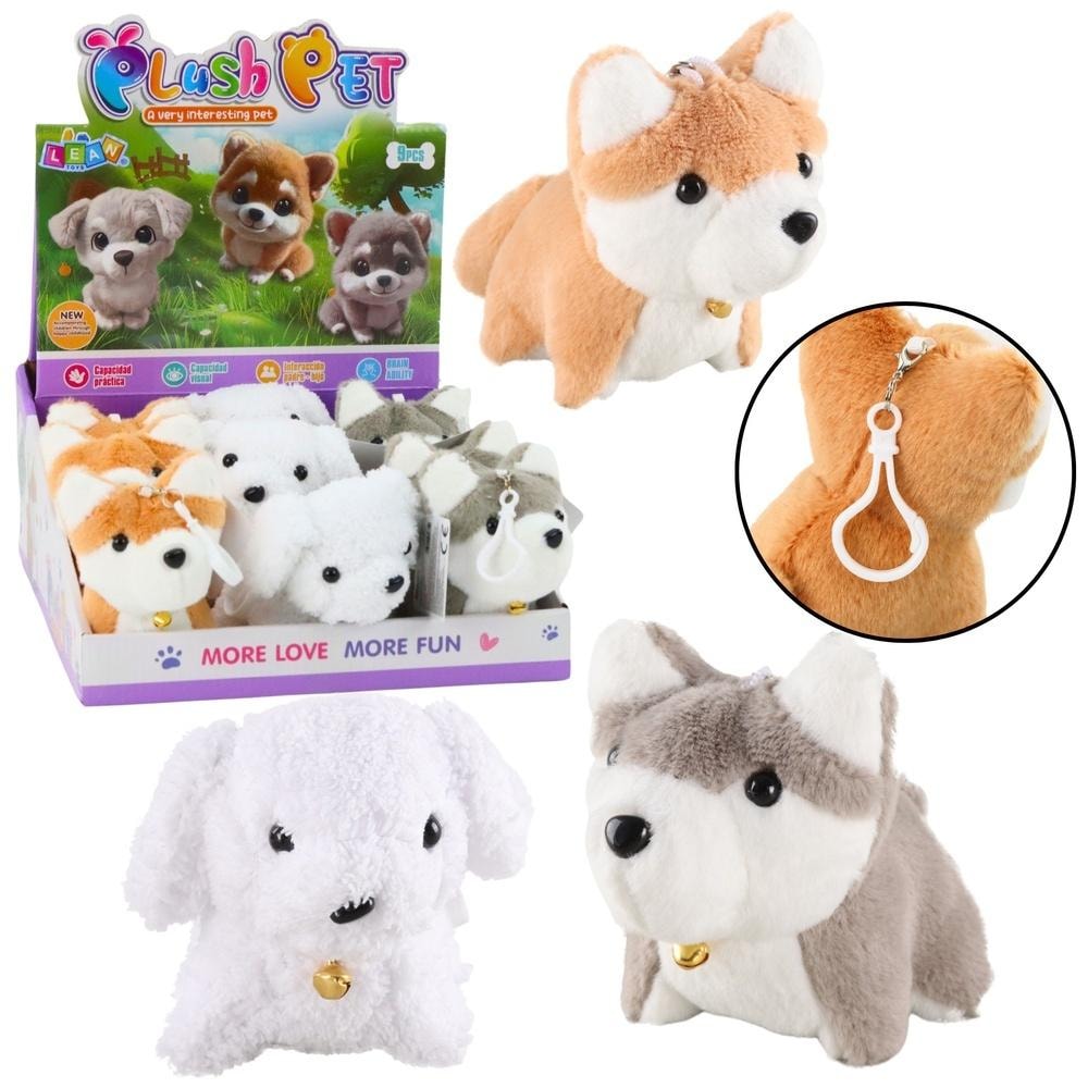Leantoys Plush keychain dog with wagging tail MIX - perfect accessory