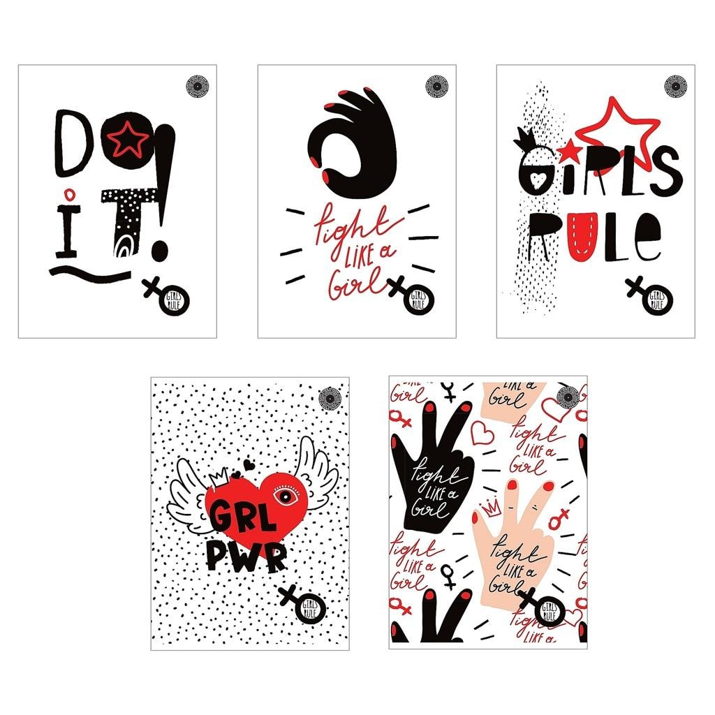A5 Notebook 96 sheets squared Girls Rule (5 pcs) - ideal for school